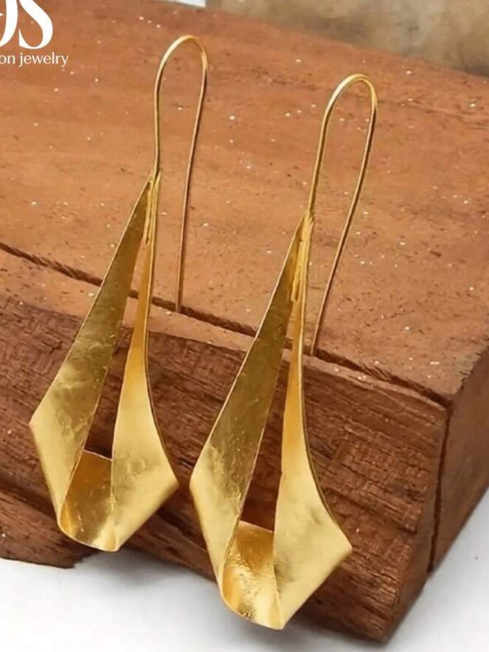 Gold Twisted Drop Hook Earrings